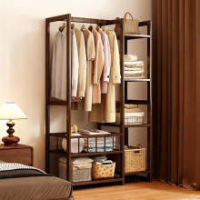 挂衣架落地卧室衣物置物架非实木开放式衣柜多功能床头放衣服神器