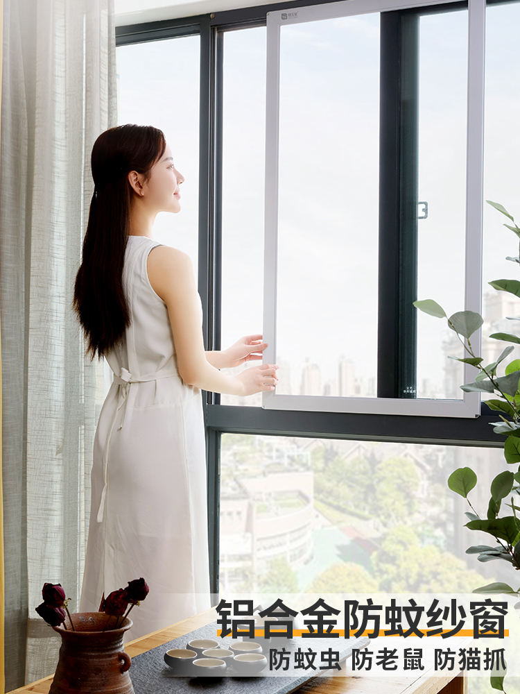 纱窗可推拉式自装防盗防蚊网平移沙窗不锈钢窗框铝合金定制金刚网