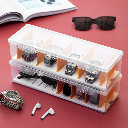 高档透明手表收纳盒分隔式饰品收藏家用长条形手表箱品牌收藏盒