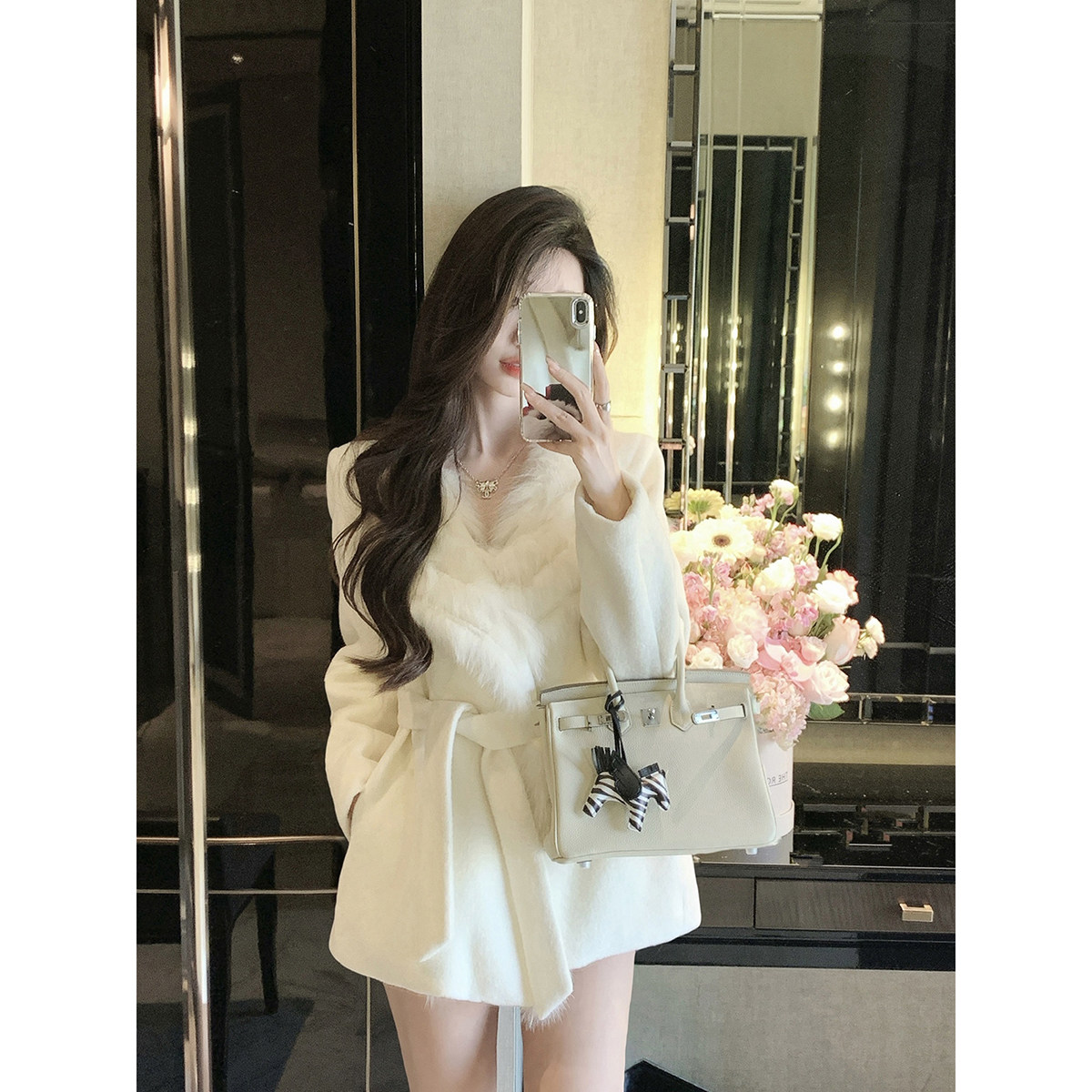 JustQin【特勒色调】2025新款冬装内胆羽绒绑带中长款毛呢外套女,女装/女士精品,毛呢外套,淘宝优惠券,粉丝福利购,淘宝优惠卷