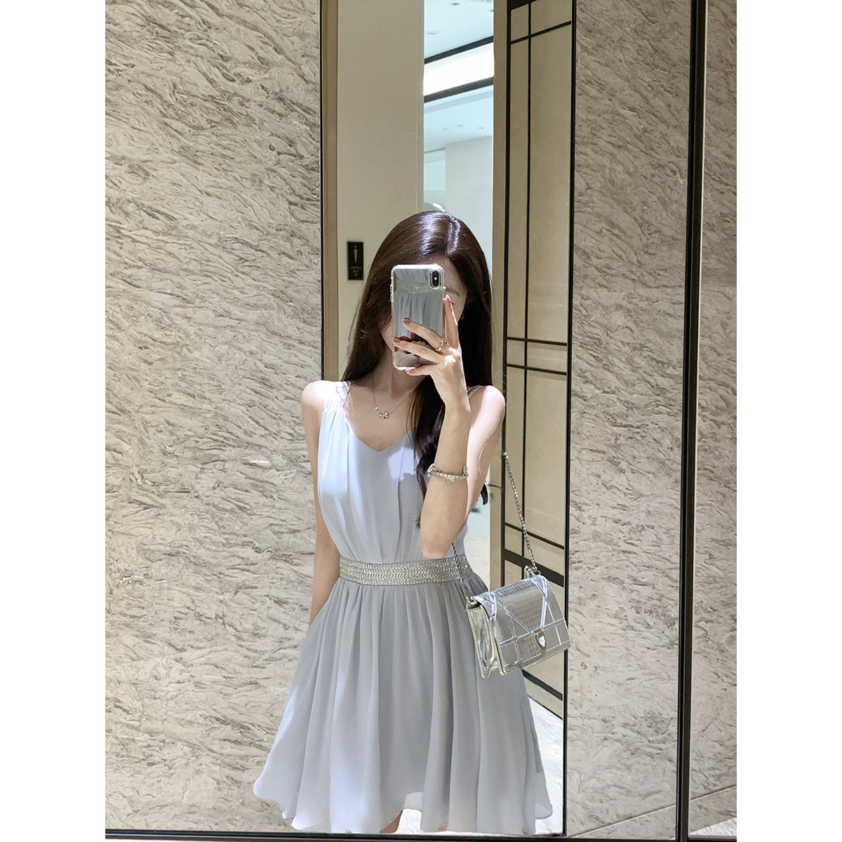 JustQin【蓝色岛屿】2025新款夏装收腰短裙气质雪纺裙连衣裙女,女装/女士精品,连衣裙,淘宝优惠券,粉丝福利购,淘宝优惠卷