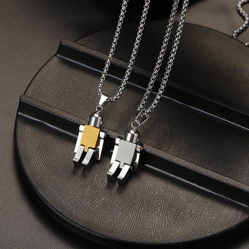 同款机器人男生吊坠潮流项链