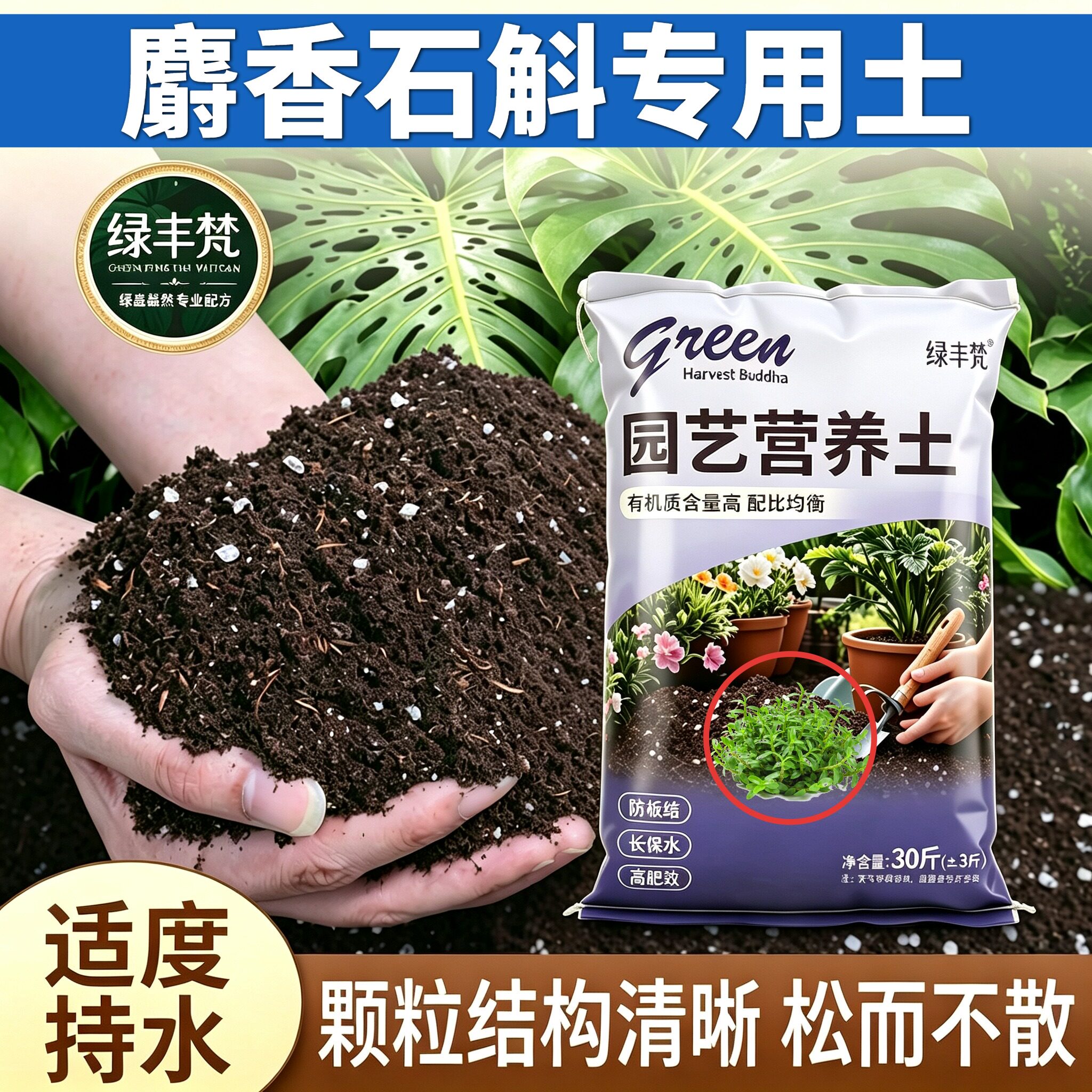 麝香石斛适用种菜土根壮苗好保水锁肥家庭园艺包邮进口促生长观叶