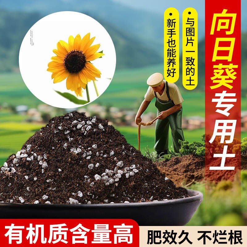 向日葵适用土营养土疏松透气含泥炭肥料通用有机种植土轻质土