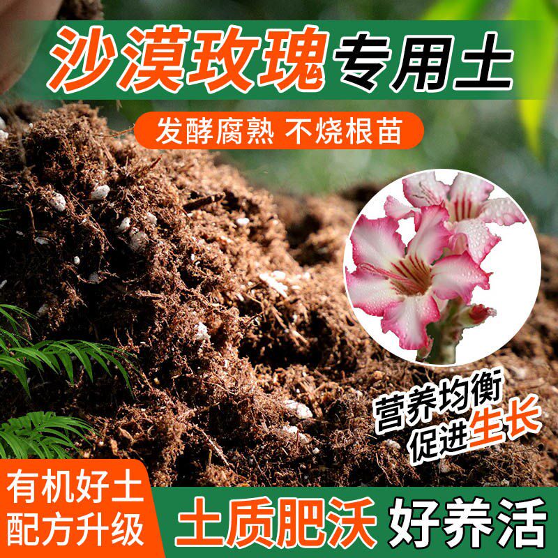 沙漠玫瑰专用土种植士营养土家庭阳台养花盆栽绿植轻质有机肥料土