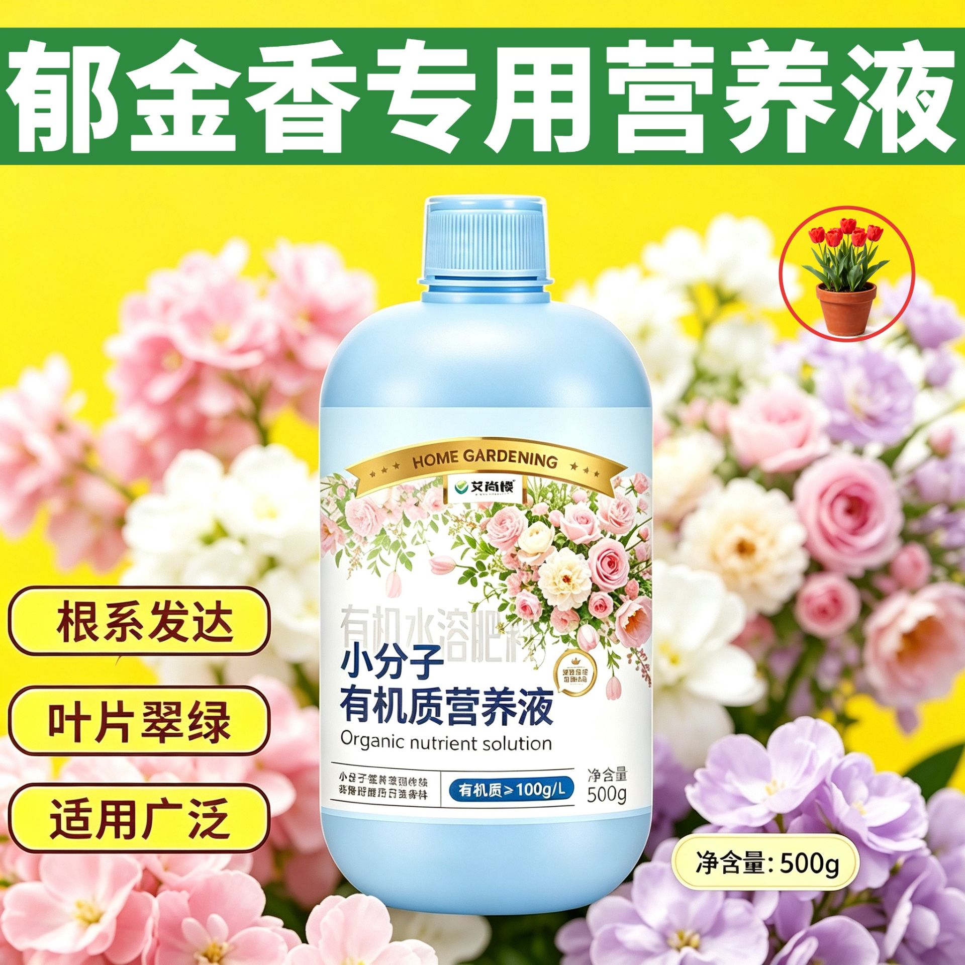 郁金香专用小分子营养液小分子有机质叶绿花艳根叶双补园艺盆栽