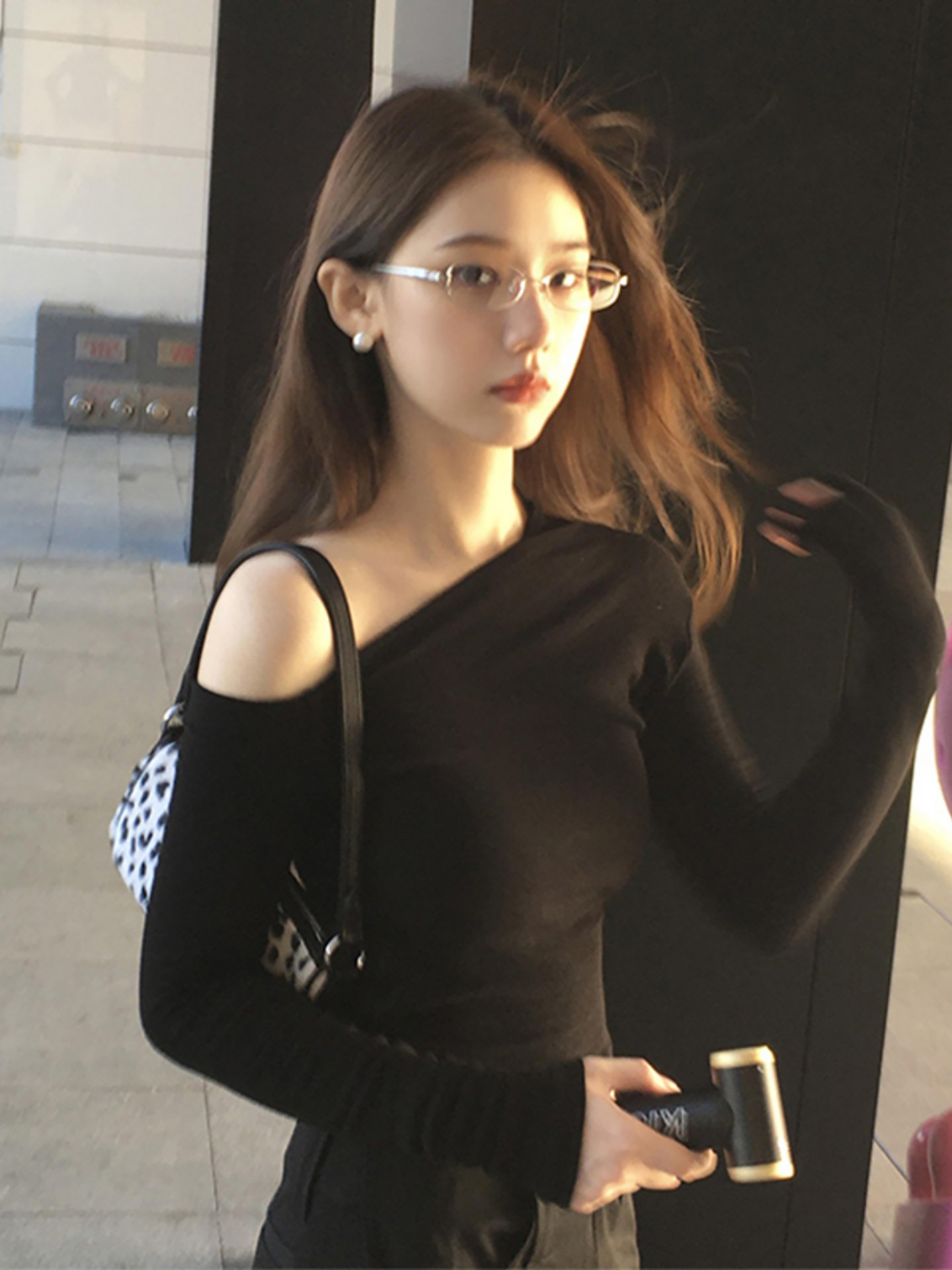 2025春秋新款一字肩上衣女性感紧身弹力显瘦辣妹甜辣斜肩长袖t恤