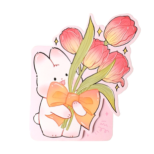 可爱卡通折叠贺卡萌宠鲜花束高档祝福留言卡片异形创意开学活动仪式小清新学生手写教师节感谢感恩礼物装饰卡