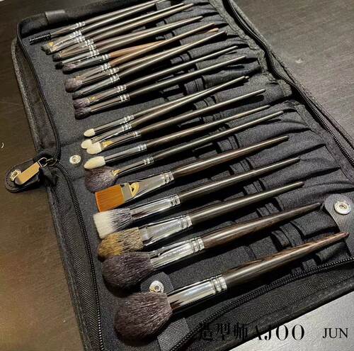 22支乌木纯手工化妆刷动物毛松鼠毛羊毛光峰嫩毛专业套装ajoojun