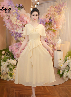 高端气场强大连衣裙女2025夏季穿搭设计感披肩洋气裙子OHDRI06061