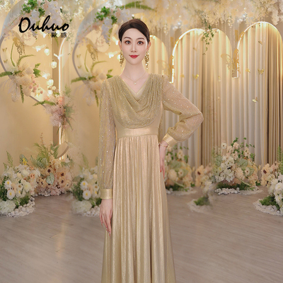 加厚长袖礼服奢华大牌高端裙子