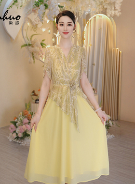 不规则设计感束腰型连衣裙女2025夏季短袖时尚小众裙子OHDRI06124