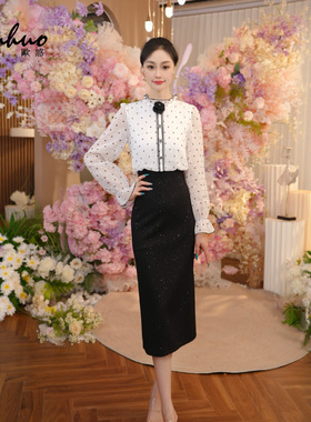 巨好看的早秋一整套连衣裙女2025新款假两件包臀裙子OHDRI08084