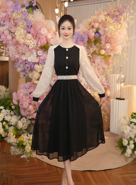 秋连衣裙女2025新款法式黑色连身裙温柔大方奢高级裙子OHDRI07120