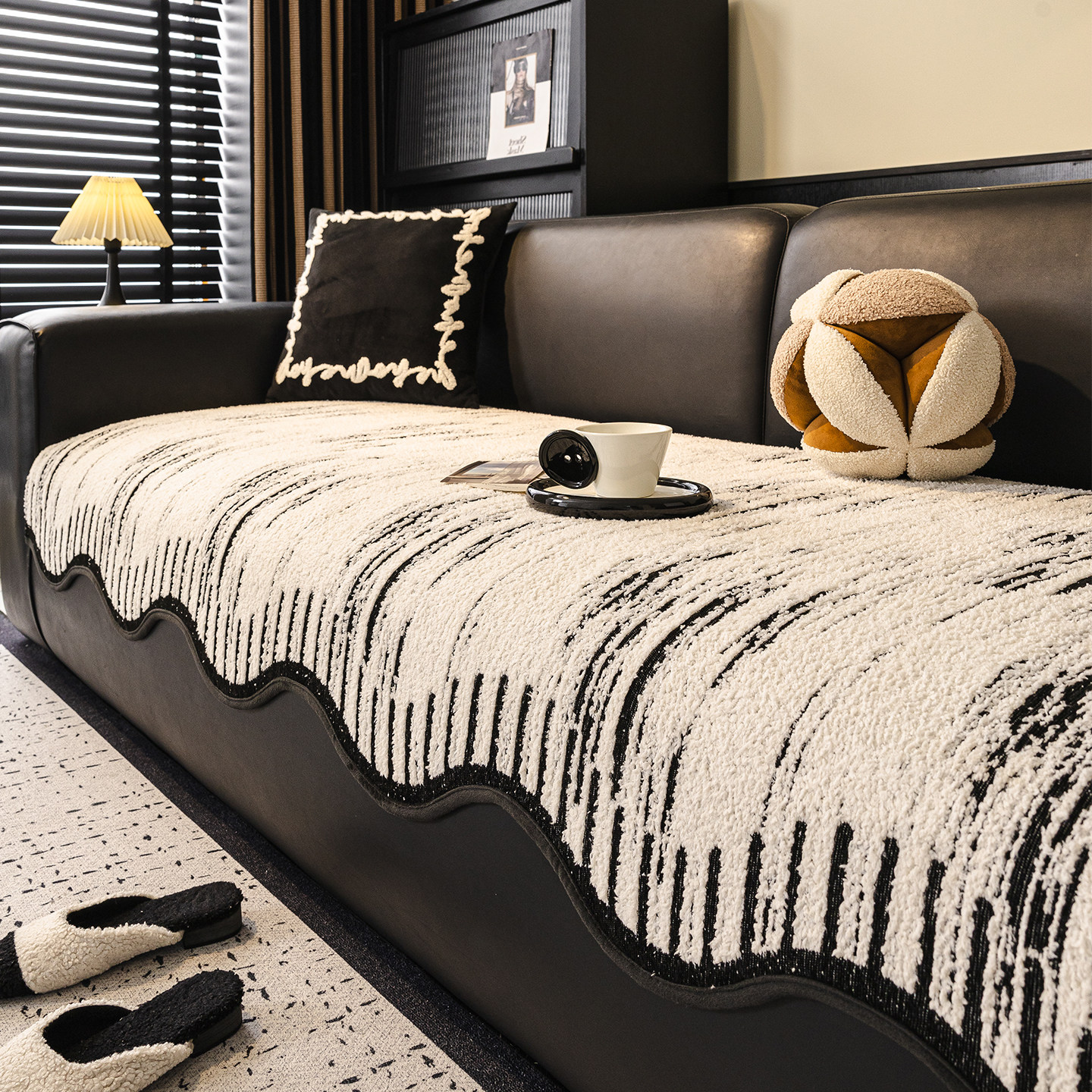 2025新款秋冬异形高级感毛绒皮沙发垫固定防滑直排沙发坐垫盖布巾,居家布艺,沙发垫,淘宝优惠券,粉丝福利购,淘宝优惠卷