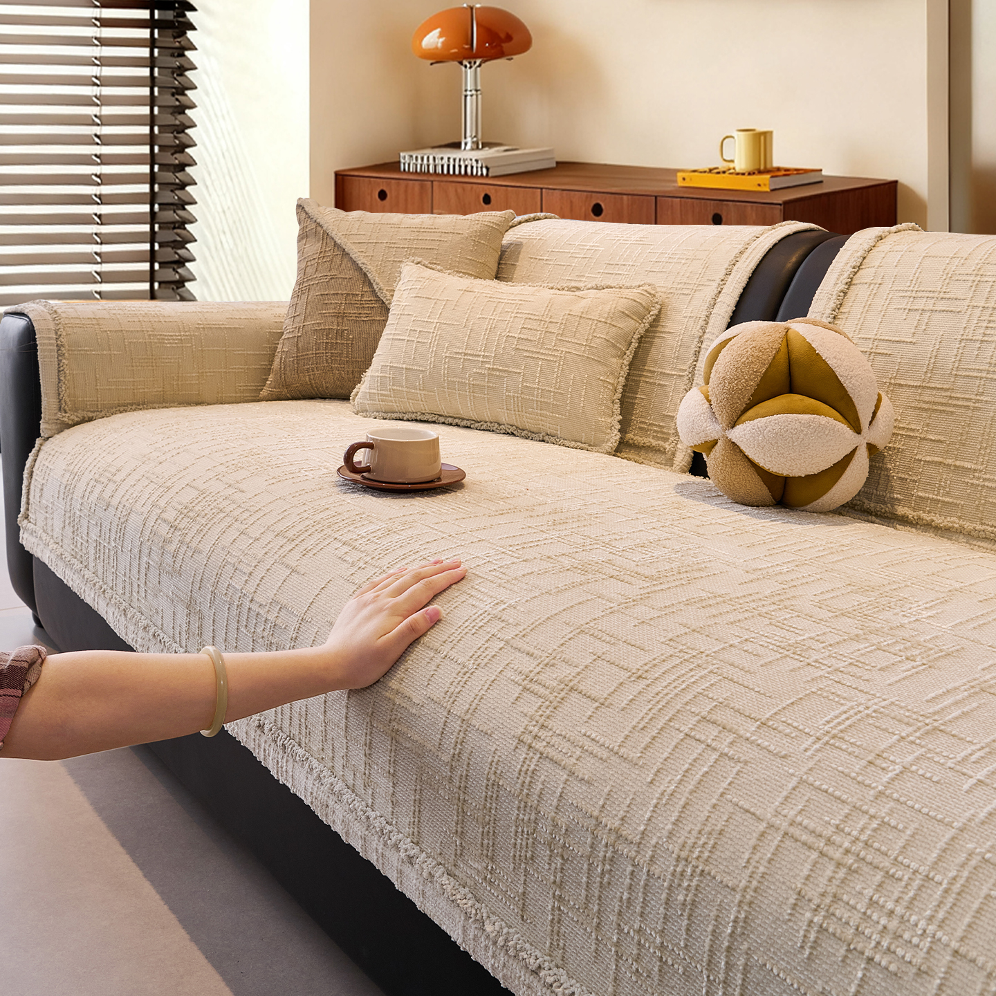 轻奢风雪尼尔防滑沙发垫