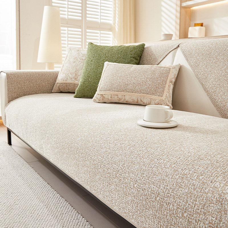 奶油风雪尼尔沙发垫简约四季通用高级感防滑皮沙发坐垫套罩盖布巾,居家布艺,沙发垫,淘宝优惠券,粉丝福利购,淘宝优惠卷
