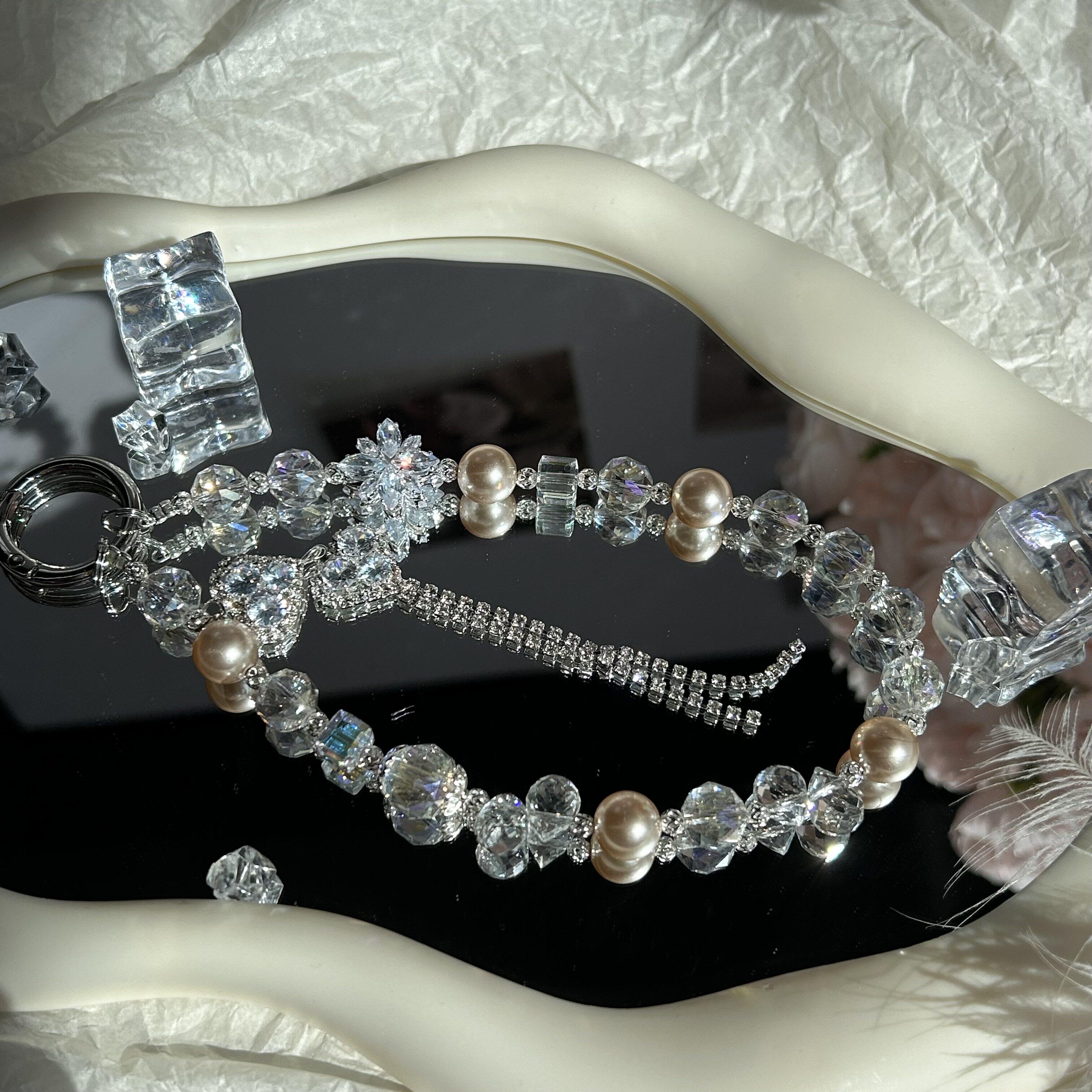 闪亮国风水晶网红时尚轻奢女款手机链串珠挂链网红挂件奢华送垫片