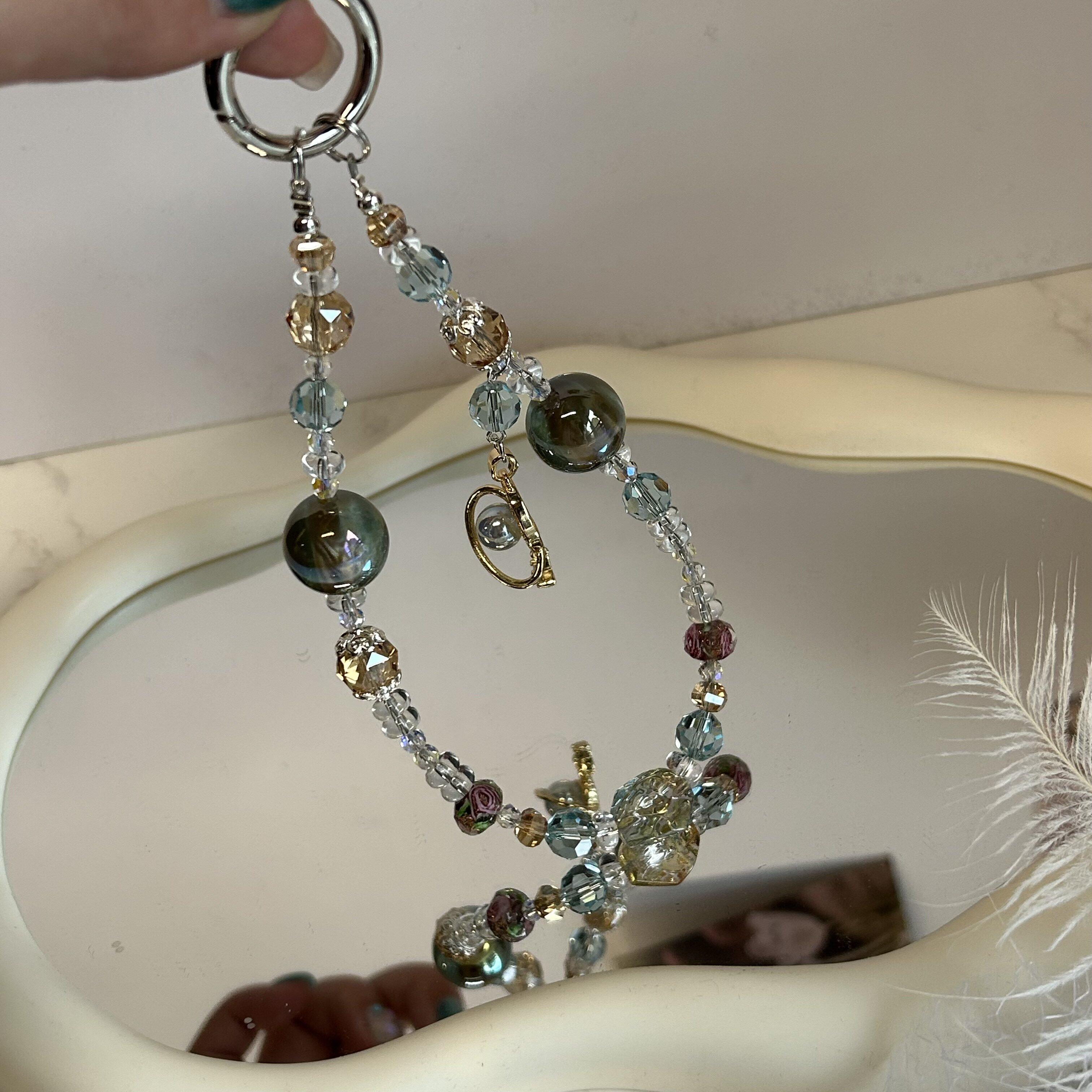 高级感珠饰手机链钥匙扣女生礼物可爱水晶串珠挂件高端串珠挂链