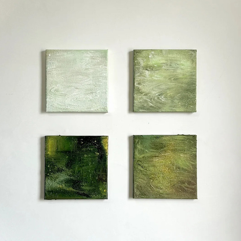 《春雨》客厅装饰画治愈系绿色卧现代装饰画