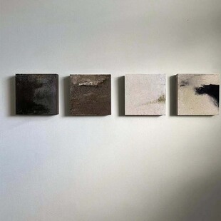 月光 侘寂风小众抽象艺术装饰画黑色系酒店卧室创意小幅组合挂画