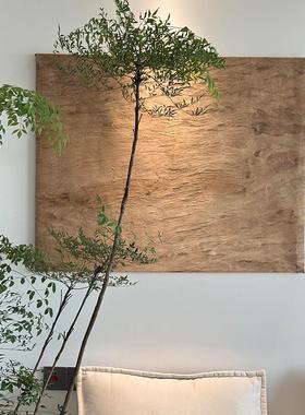 中古风彷树皮挂画客厅装饰画侘寂风饭厅壁画卧室床头覆古挂画壁画