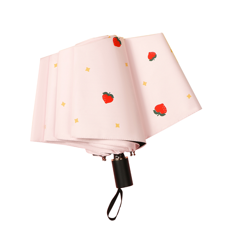 晴雨伞粉嫩少女心黑胶三折伞防晒