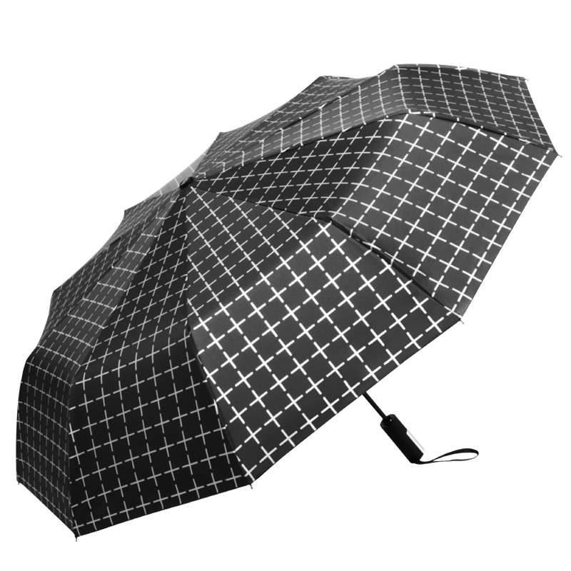 加固结实格子晴雨伞自动折叠便携