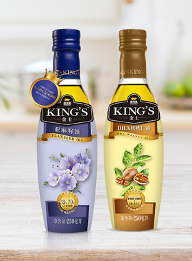 金龙鱼KING'S压榨核桃仁油250ml+特级亚麻籽油250ml 组合装更实惠