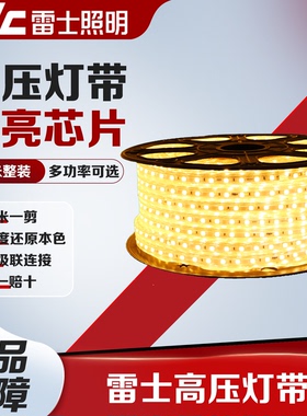 雷士照明LED灯带5050高亮贴片220v灯条客厅吊顶装饰防水户外光带