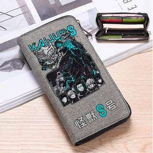 怪兽8号周边钱包长款男青年学生高中生怪兽八号儿童拉链帆布卡包