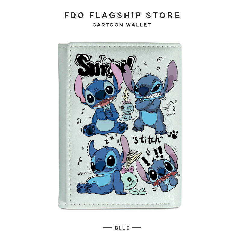 可爱卡通初中学生钱包短款女零钱包小众设计风动漫星际宝贝史迪仔