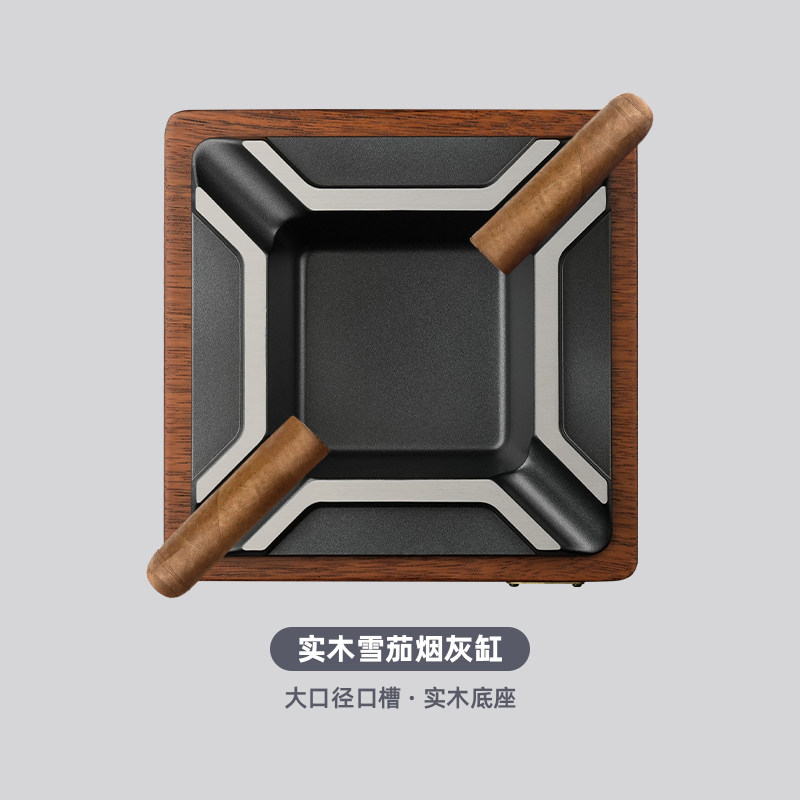 thumbnail for Extra-large cigar ashtray, chicken wing solid wood ashtray, large Chinese vintage metal ashtray for home living rooms