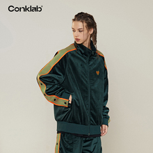 CONKLAB丝绒痞帅运动夹克外套男潮牌情侣宽松立领棒球服2025新款