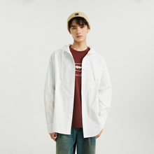 CONKLAB刺绣连帽休闲衬衫男春夏潮牌设计感宽松长袖情侣衬衣外套