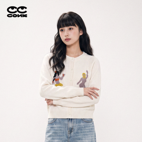 CONKLAB奶白跳舞女孩针织开衫