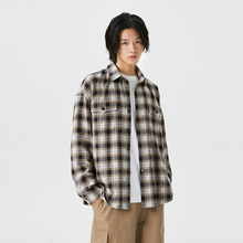conklab撞色格子长袖衬衫男秋季ins潮牌宽松美式复古情侣衬衣外套