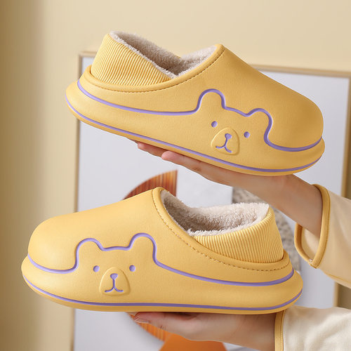 可爱卡通小熊防水防滑毛绒包跟棉