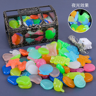 宝石玩具夜光儿童塑料彩色水晶发光石头手工diy穿串珠子女孩项链