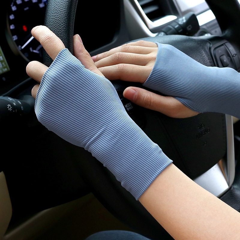 遮手背手套夏季薄款冰丝防晒半指