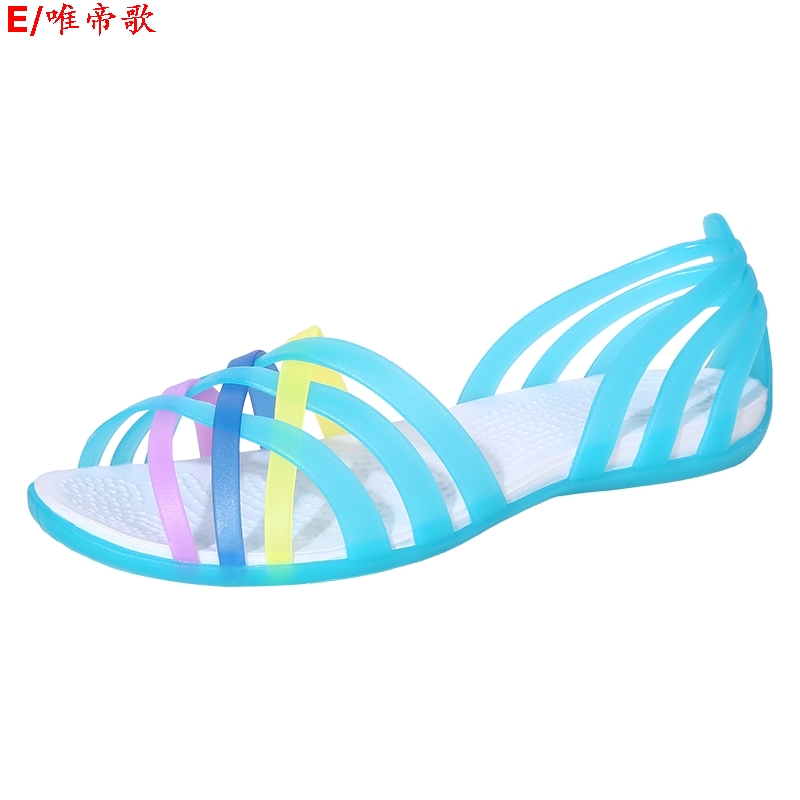 券后23.00元夏季防水塑料沙滩凉鞋美少女平底时尚果冻防滑海边度假鱼嘴凉鞋女