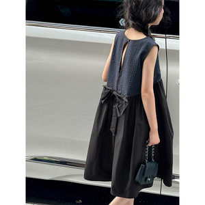 PAUL童装 拼接女童夏季连衣裙2026新款高级感儿童裙子女孩背心裙