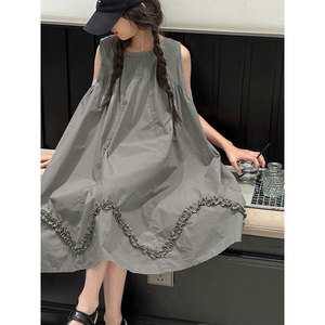 PAUL童装 木耳花边女童夏季连衣裙2026新款儿童裙子洋气A字裙背心