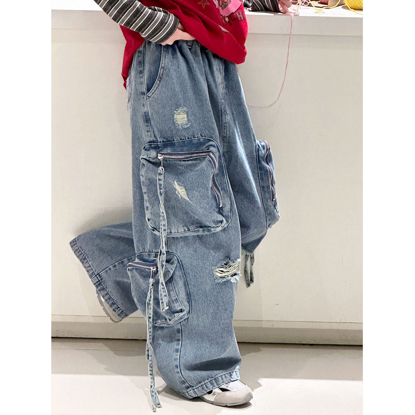 PAUL童装潮酷女童春装牛仔裤2026新款儿童工装裤子春秋宽松阔腿裤,童装/婴儿装/亲子装,裤子,淘宝优惠券,粉丝福利购,淘宝优惠卷