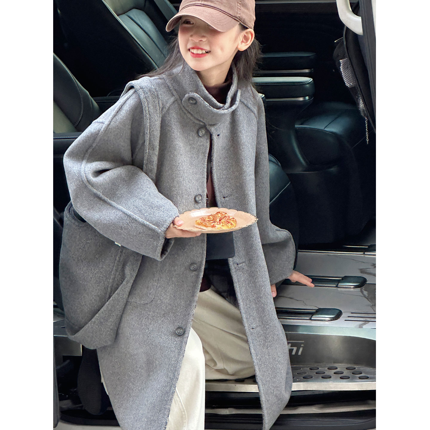 PAUL 双面穿女童呢大衣2025秋冬装新款儿童中长款加厚毛呢外套