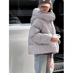 PAUL童装 碎花满印女童冬装短款羽绒服2026新款儿童加厚连帽外套