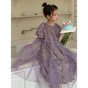 PAUL童装 韩国女童2026夏装新款连衣裙儿童碎花裙子女孩纱裙公主