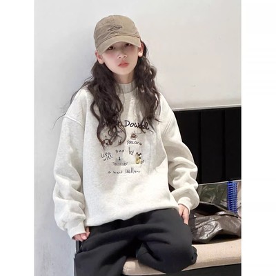 半高领女童加绒卫衣儿童加厚上衣