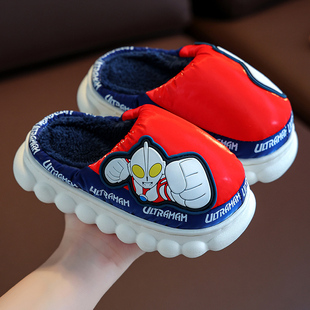 奥特曼儿童棉拖鞋冬季男童宝宝防滑室内居家软底保暖中大小童棉鞋
