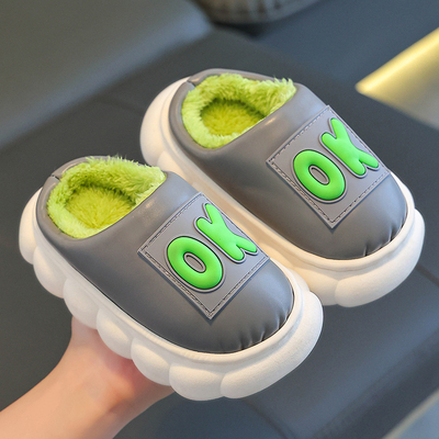 儿童棉拖亲子款宝宝冬季家用居家防滑保暖防滑小孩防水半包跟拖鞋